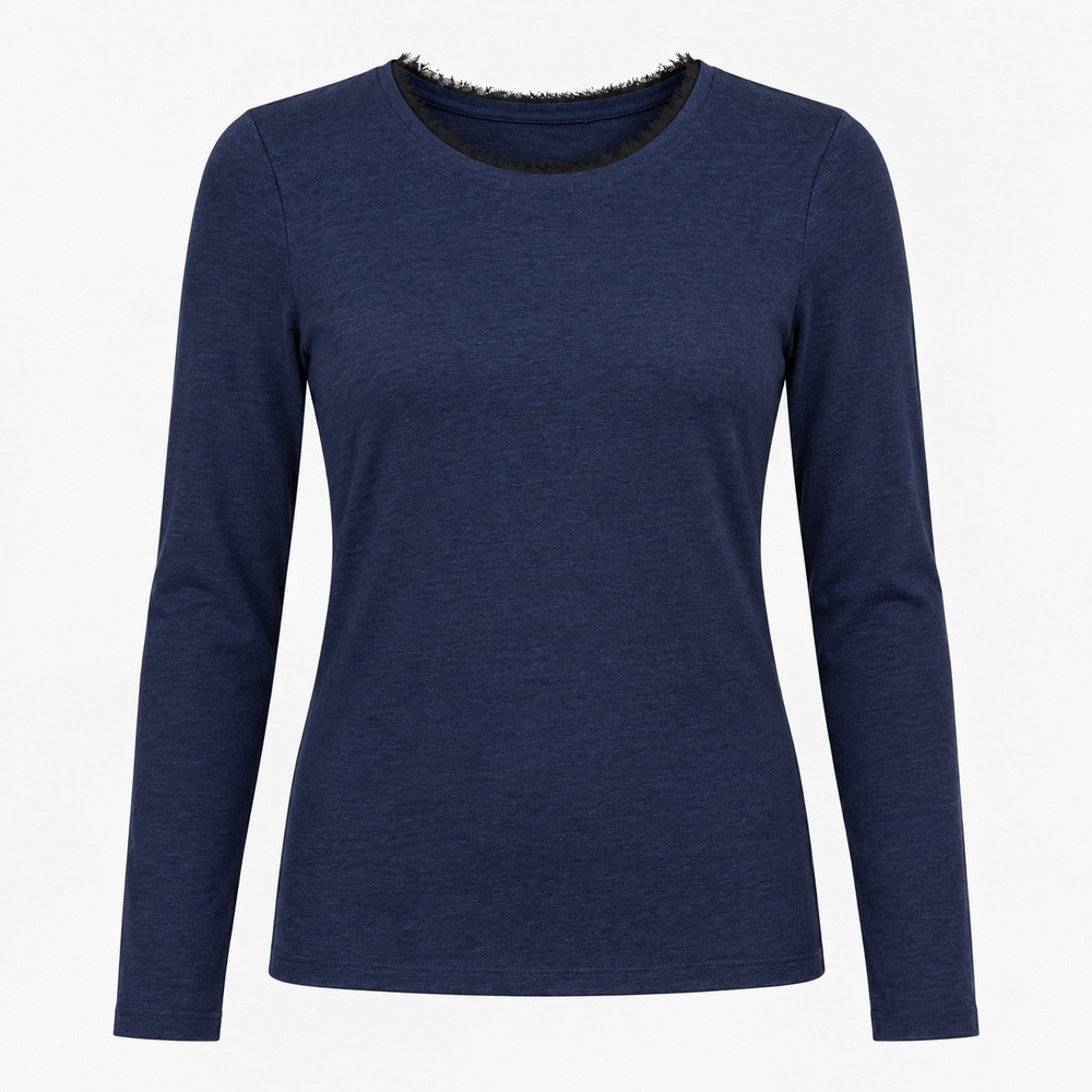 Brochu Walker Top Women XS Navy Blue Linen Blend Crossover Tulip Back LVK 2870